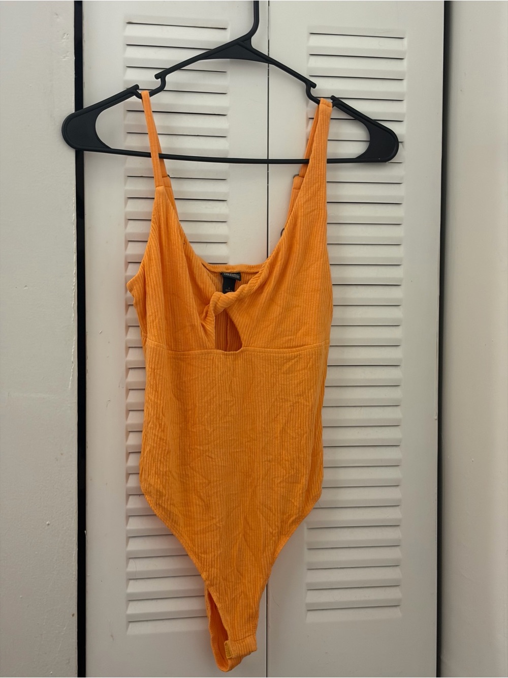 wild fable Orange Ribbed Twist-Front Bodysuit